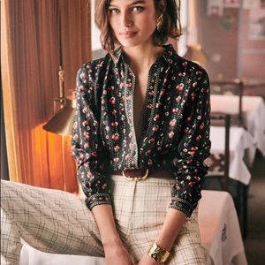 NWT Sezane Ann Shirt Floral Folklore sz36